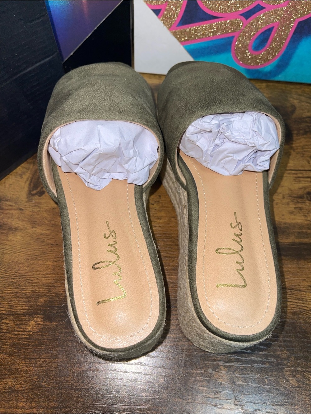 Lulus O'Ahu 2 Green Suede Espadrille Platforms green size 5 - Picture 7 of 11